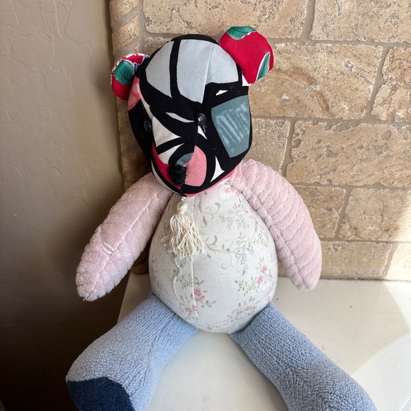 Other - Handmade Homesewn Colorful Patchwork Teddy Bear Stuffed Animal Toy Plush